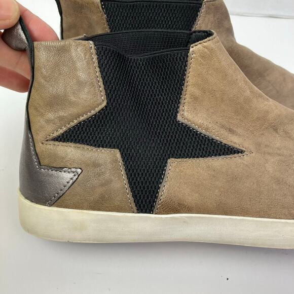 CLOUD Footwear Womens Viva Slip-on Mid Top Sneakers Tan Taupe w Black Star Gore - Picture 7 of 16